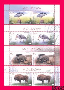 MOLDOVA 2018 Nature Fauna Birds Herons Animals Wild Boar & European Bison 8v MNH