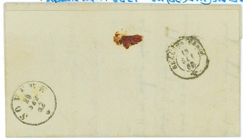 82377 - SARDEGNA - STORIA POSTALE: Sass # 15Da TRIPLA STAMPA su Busta   1862