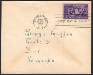 US FDC SC# 0855, Baseball, 3 cents, George Vaughan, Cooperstown, NY (855b)