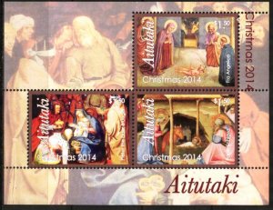 Aitutaki / Cook Islands 2014 Art Paintings Christmas S/S MNH