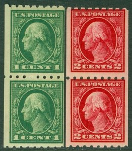 EDW1949SELL : USA 1912 Scott #410-11 Coil pairs. Mint never Hinged. Catalog $87.