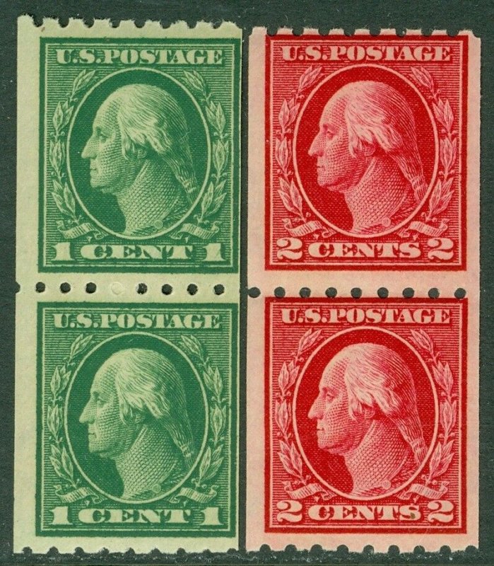 EDW1949SELL : USA 1912 Scott #410-11 Coil pairs. Mint never Hinged. Catalog $87.