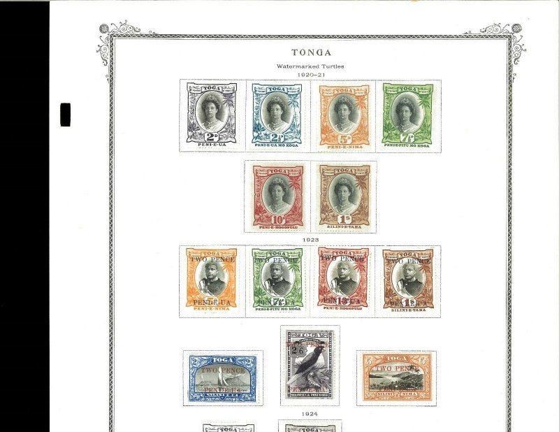 Tonga 1886-1961 all mint (2 used) Hinged on Scott Specialty Pages