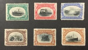 {BJ Stamps} US, #294-299, 1901 Pan-Am Expo., set of 6. FVF, OG, MH. CV $381.