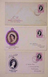 BASUTOLAND 3 DIFF. FDC   QUEEN ELIZABETH II JUNE 3,1953