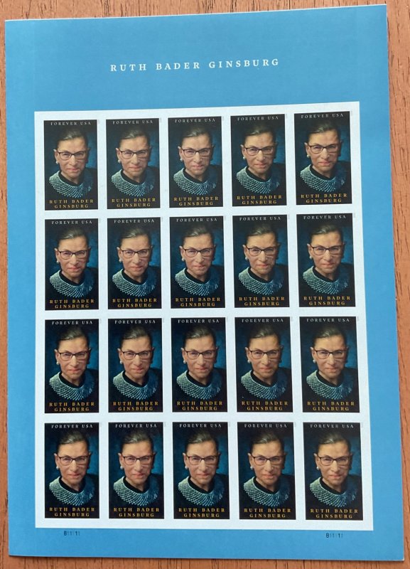 US #5821a MNH Imperf NDC Sheet of 20 Ruth Bader Ginsburg (.66) L46