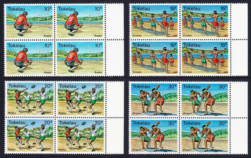 Tokelau Local Sports 4v Blocks of 4 with right selvage SG#69-72 SC#69-72