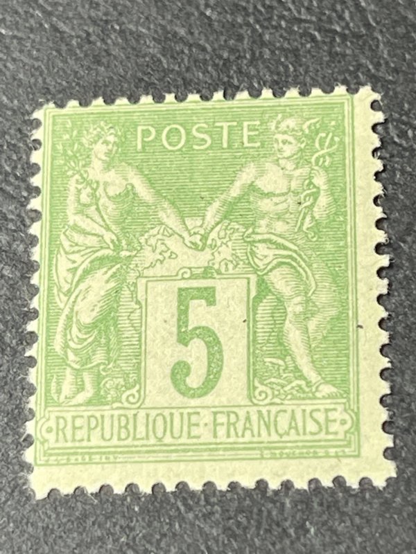 FRANCE # 104-MINT/HINGED---YELLOW-GREEN---SINGLE----1880(LOTA)