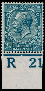 SG372 SPEC N21(-), 2½d greyish blue, M MINT. UNLISTED. CONTROL R21. RP CERT