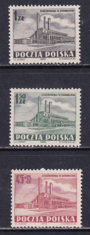 Poland 1952 Sc 553-4, B82 Jaworzno Power Plant Stamp MNH