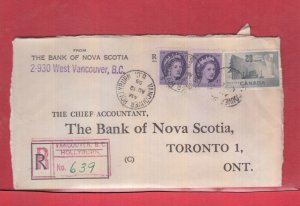 VANCOUVER HOLLYBURN B.C. 1955 registered Canada cover