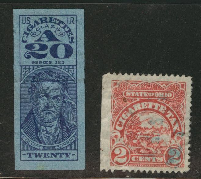 Ohio and US IRS Cigarette Tax stamps