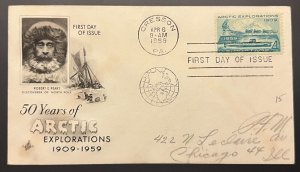 ARCTIC EXPLORATIONS #1128 APR 6 1959 CRESSON PA FIRST DAY COVER (FDC) BX4