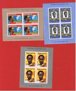 Ghana #104-06  MNH OG   Founders Day  Souvenir Sheets Free S/H