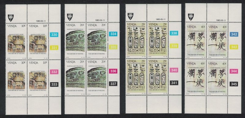 Venda History of Writing 2nd series 4v Blocks of 4 1983 MNH SG#75-78