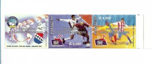 PARAGUAY 2004 CHAMPEON OF FUTSAL SALOON FOOTBALL SOCCER 1 VAL + 2 LABELS  MNH