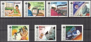 Zaire 1984 Space World Communication Year Set 7 MNH