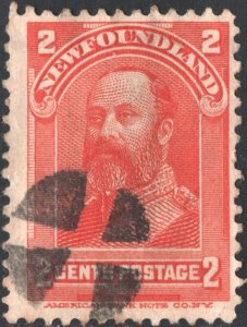 Newfoundland SC#82 2¢ King Edward VII: Prince of Wales (1898) Used