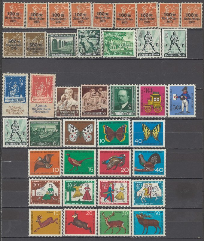 COLLECTION LOT OF #1182 GERMANY 40 SEMI POSTAL MNH/MH/UNUSED NO GUM STAMPS 1923+