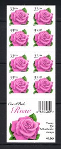 U.S. #33052ef MINT, NH PINK ROSE BOOKLET PANE - PRICED AT FACE VALUE !