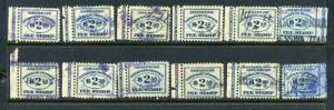 Scott #RK5 & RK18 Consular Service Fee Revenue Plate # & imprint Stamp Large Lot