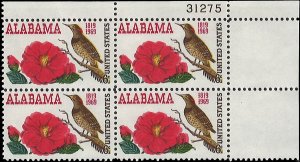 Scott # 1375 1969 6c multi Litho& Camelia & Yellowhammer ; TAGGED Plate Block...