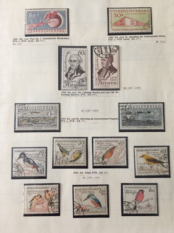 Czech Rep 1959 M&U on 6 Pages Wildlife Birds Ships(Appx 50+Items) (Apr605 