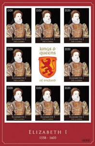 Gambia 2012 - Queen Elizabeth I - English Royalty - Sheet of 8 - Scott #3431 MNH