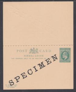 Sierra Leone H&G 9 mint 1902 ½p SPECIMEN Postal Reply Double Card, VF