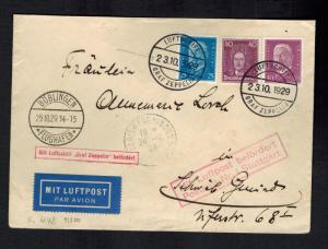 1929 Boblingen Germany Graf Zeppelin Cover Spain Flight via Paris