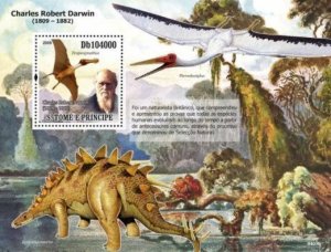 St Thomas - Dinosaurs & Darwin on Stamps -  Stamp S/S - ST9407b