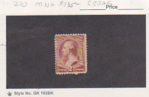 Scott # 210 MNH OG 2 Cent US Banknote Regular Issue 1883