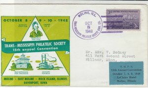 U.S. 1948 15th Trans Mississippi Philatelic Society Illustd Stamp Cover Rf 34500