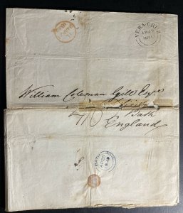 1849 British Post Office In Veracruz Mexico Letter Sheet Cover to Bath England