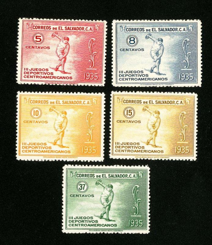 El Salvador Stamps # 538-42 VF OG LH set of 5 Scott Value $74.50