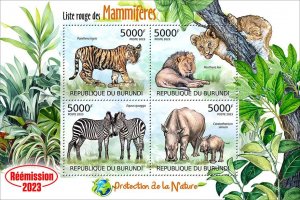 BURUNDI - 2023 - Red List of Mammals - Perf 4v Sheet - Mint Never Hinged