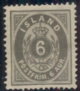 ICELAND #10 (11d) 6aur gray, og, NH, light gum crease, Facit $480.00