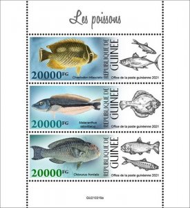 Guinea - 2021 Fishes, Blanquillo, Parrotfish - 3 Stamp Sheet - GU210319a