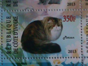 2013 REPUBLIC OF IVORY COAST-COLORFUL LOVELY CATS MINI SHEET