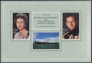 Fiji 476 ac sheet,MNH.Mi 470 Bl.3. Royal visit 1982:QE II,Duke of Edinburgh,Ship