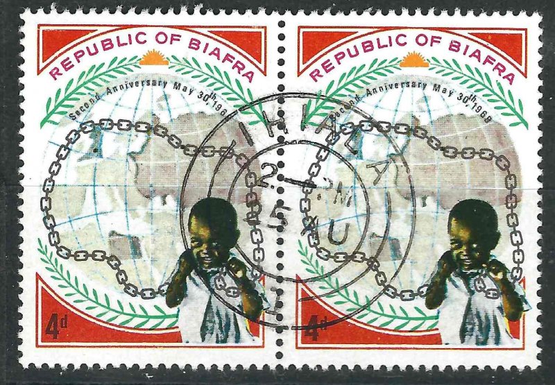 Biafra 23 Pair Full Cancel LH VF 1969 SCV $24.00