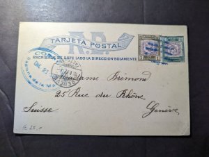 1901 Dominican Republic Postcard Cover Santo Domingo to Geneva Switzerland