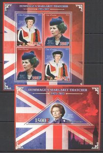 2013 Margaret Thatcher Iron Lady Great Britain Kb+Bl Mnh Pe854