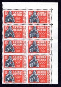 Scott C309, Mexico, Air Post, Upper Right Block of 10, MNHOG