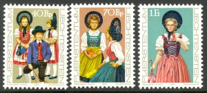 LIECHTENSTEIN 1977 COSTUMES Set Sc 628-630 MNH