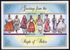 Belize 1986 Costumes $5 Amerindian perf m/sheet unmounted...