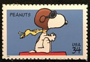 2001 Peanuts Comic Strip Snoopy Single 34c Postage Stamp, Sc# 3507, MNH, OG