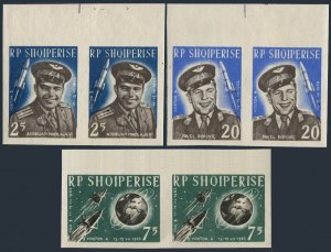 Albania 654-656 imperf pairs,MNH.Mi 727B-729B. Space flight 1962.Vostok 3-4,1963