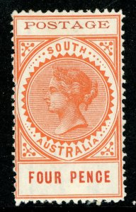 South Australia 1902 4p Red Orange SG 269 Mint D92 ⭐⭐⭐⭐⭐⭐