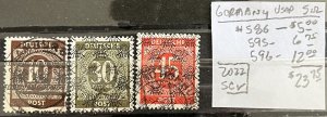 Germany #586,595,596 Used- SCV=$23.75*